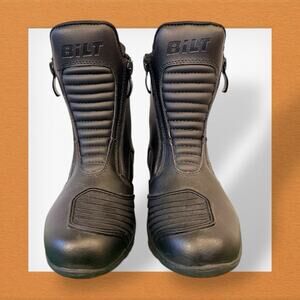 Bilt Pro Tourer Black Protective Motorcycle Riding Boots Womens 6 Dual Zip -NEW